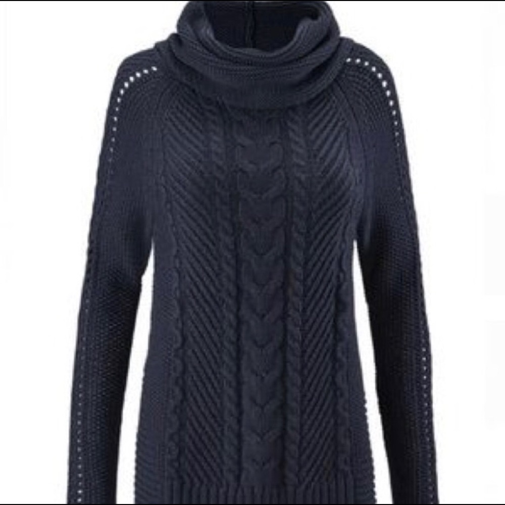 CAbi Navy Cowl Neck Size Medium